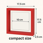 Cadre photo transparent MDF rouge – 10×10 cm (double vitrage)