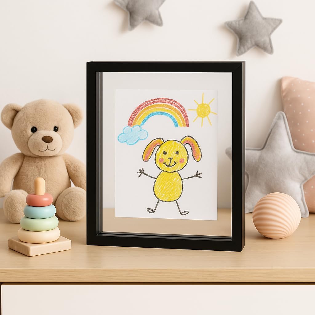 Cadre photo transparent MDF noir – 13×18 cm (double vitrage)