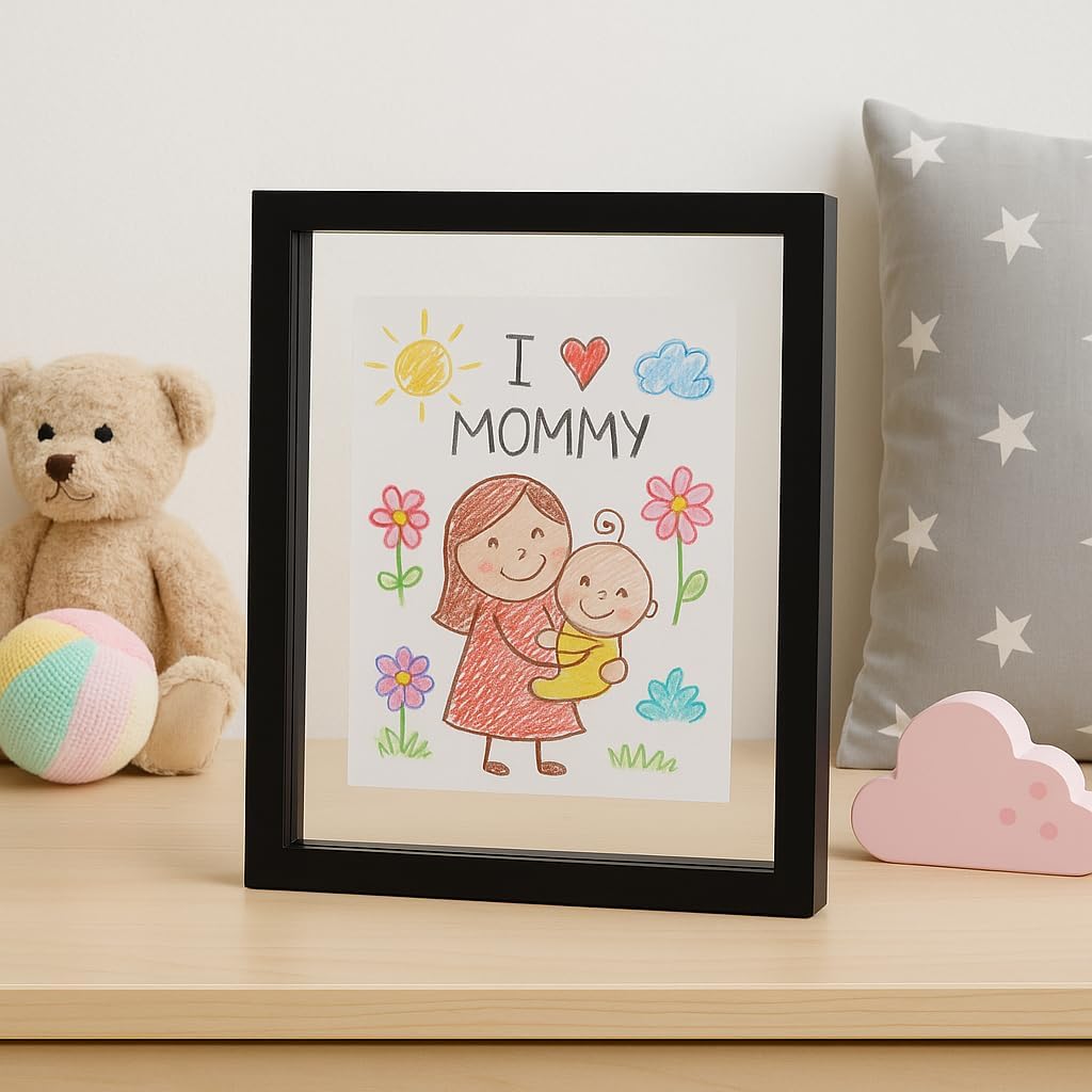 Cadre photo transparent MDF noir – 13×18 cm (double vitrage)