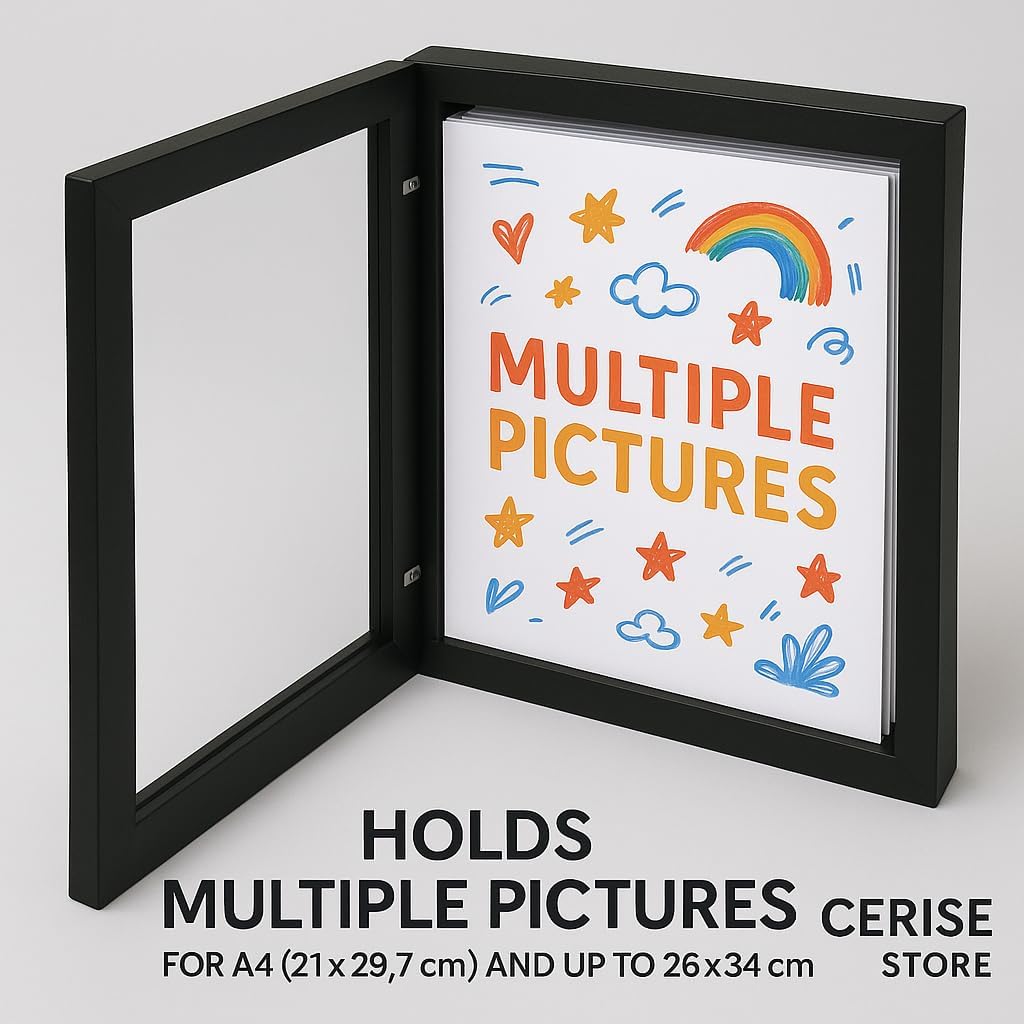 Cadre photo MDF noir à ouverture magnétique – 23,6×32 cm