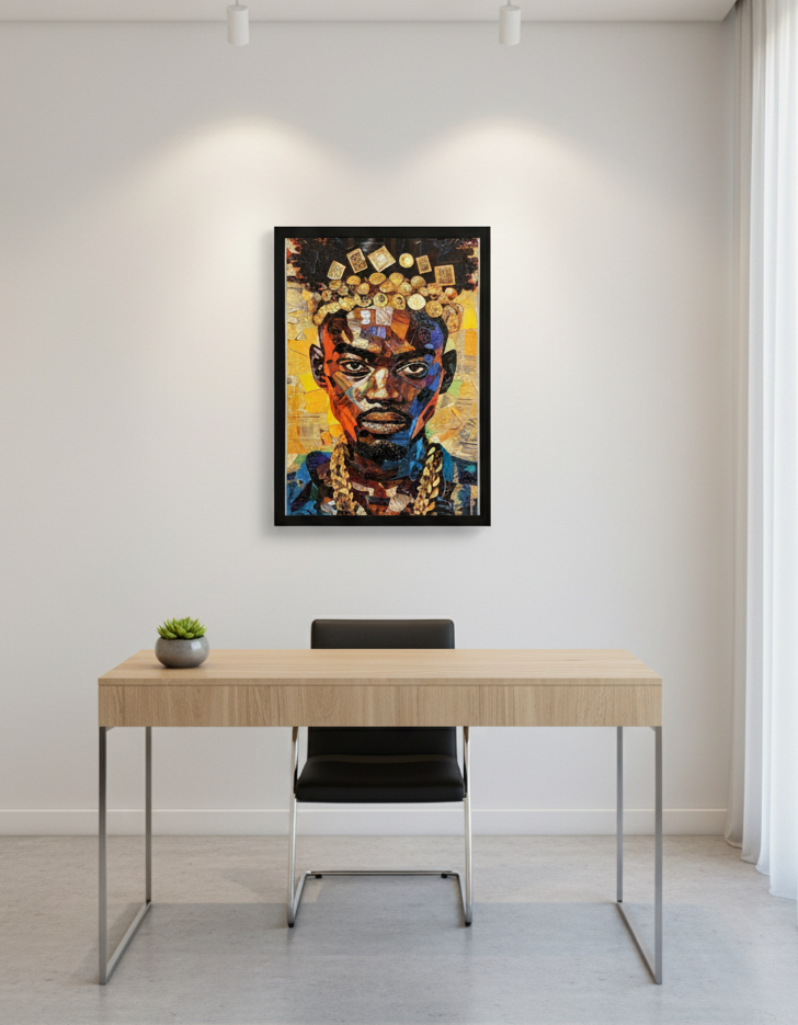 Tableau "Monarque Numérique" par @MMARC - Édition Limitée Street Art (200 Exemplaires) avec Hologram Genius et QR Code d'Authenticité Monarque