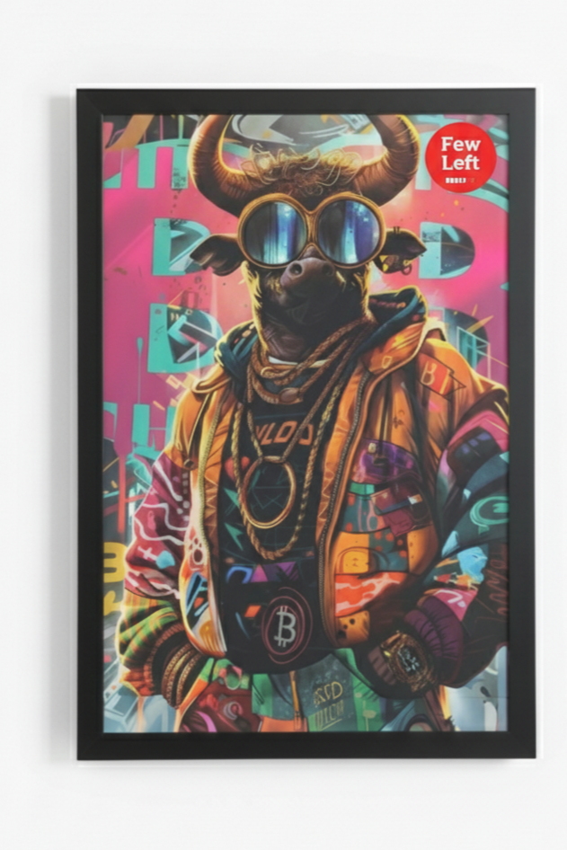 Tableau "BULL URBAIN" par @MMARC - Édition Limitée Street Art (200 Exemplaires) avec Hologram Genius et QR Code d'Authenticité