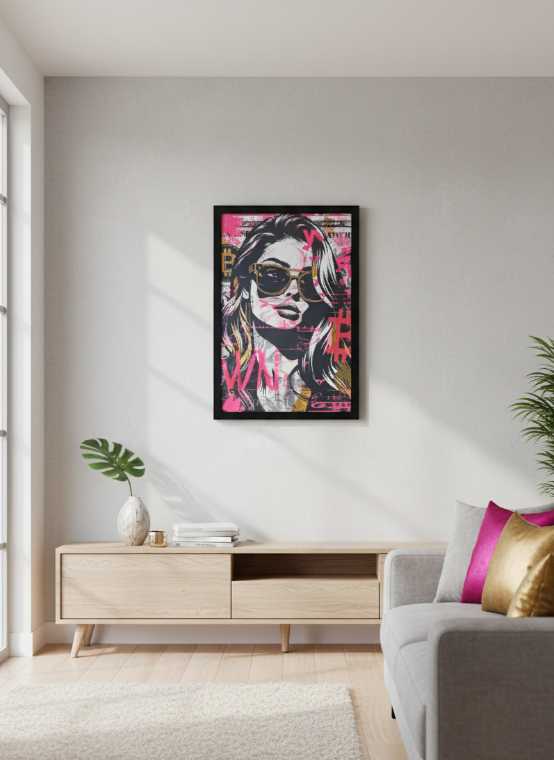 Tableau "Crypto Couture" par @MMARC - Édition Limitée Street Art (300 Exemplaires) avec Hologram Genius et QR Code d'Authenticité