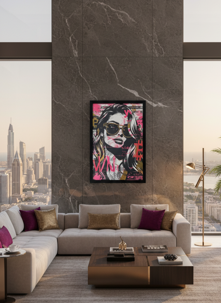 Tableau "Crypto Couture" par @MMARC - Édition Limitée Street Art (300 Exemplaires) avec Hologram Genius et QR Code d'Authenticité