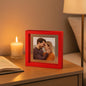 Cadre photo transparent MDF rouge – 10×10 cm (double vitrage)