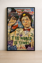 Tableau Scarface Pop Art - The World Is Yours - Cadre Noir 40x60