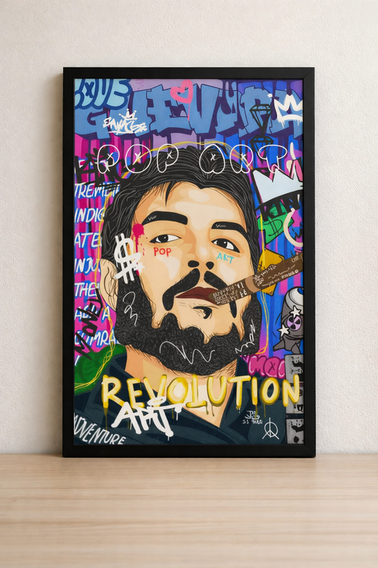 Tableau Che Guevara Pop Art - Revolution - Cadre Noir 40x60