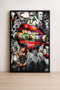 Tableau Pop Art Collage Icon Legend Kiss - Cadre Noir 40x60