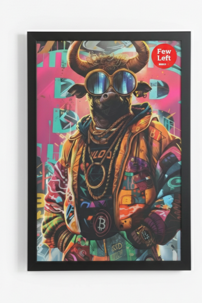 Tableau "BULL URBAIN" par @MMARC - Édition Limitée Street Art (200 Exemplaires) avec Hologram Genius et QR Code d'Authenticité
