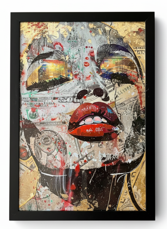 Afluence Fragmenté – tableau street art MMARC 40x60, édition numérotée, cadre noir inclus