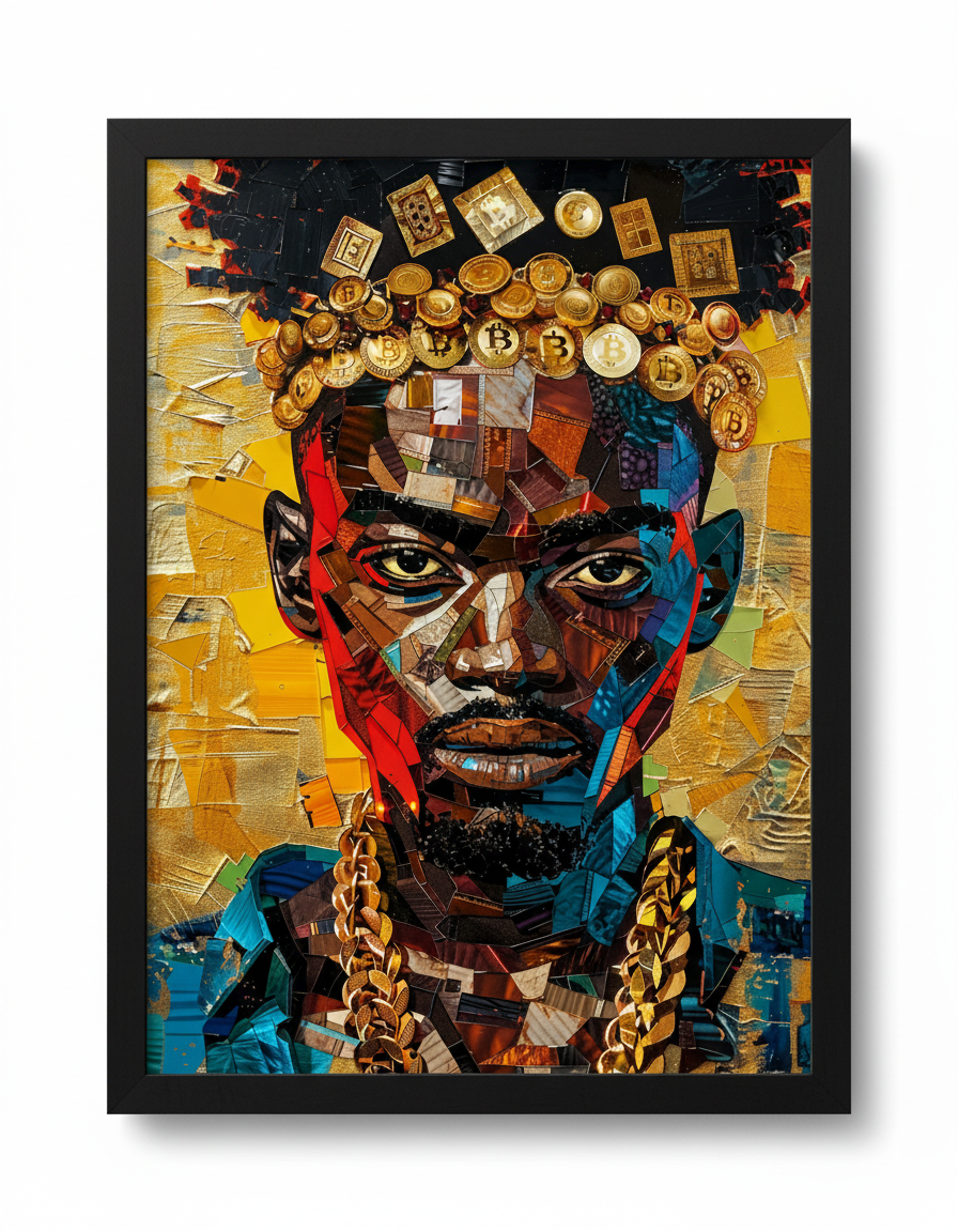 Monarque Numérique – tableau street art MMARC 40x60, édition numérotée, cadre noir inclus