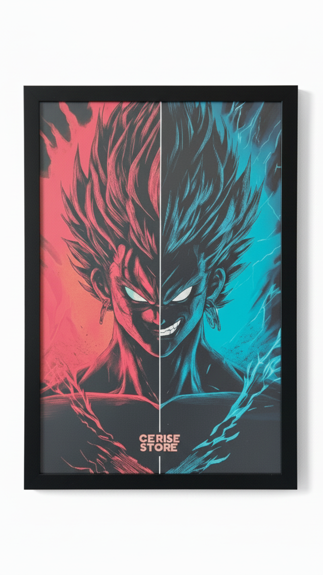 RED vs BLUE – tableau pop art 40x60 cadre noir inclus, Cerise-Store